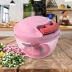 Power-X Hand-Pull Vegetable Chopper 500ml Manual Food Processor with Triple Stainless Steel - Image 2