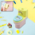 Novelty Toilet Stationery Set (2 Pc) | Fun Desk Organizer & Functional Eraser Holder | Practical Gift for Kids, Students & Adults - Image 2
