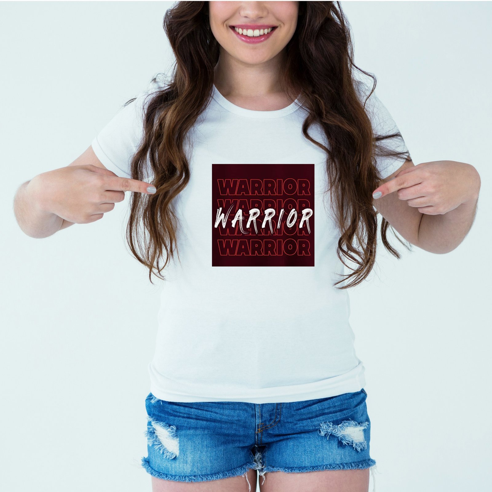 Mockup-Girl-warrior.jpg Designer Printed T-Shirt :: Design type - Warrior - Cloth type : DOT-KNIT - Image 1