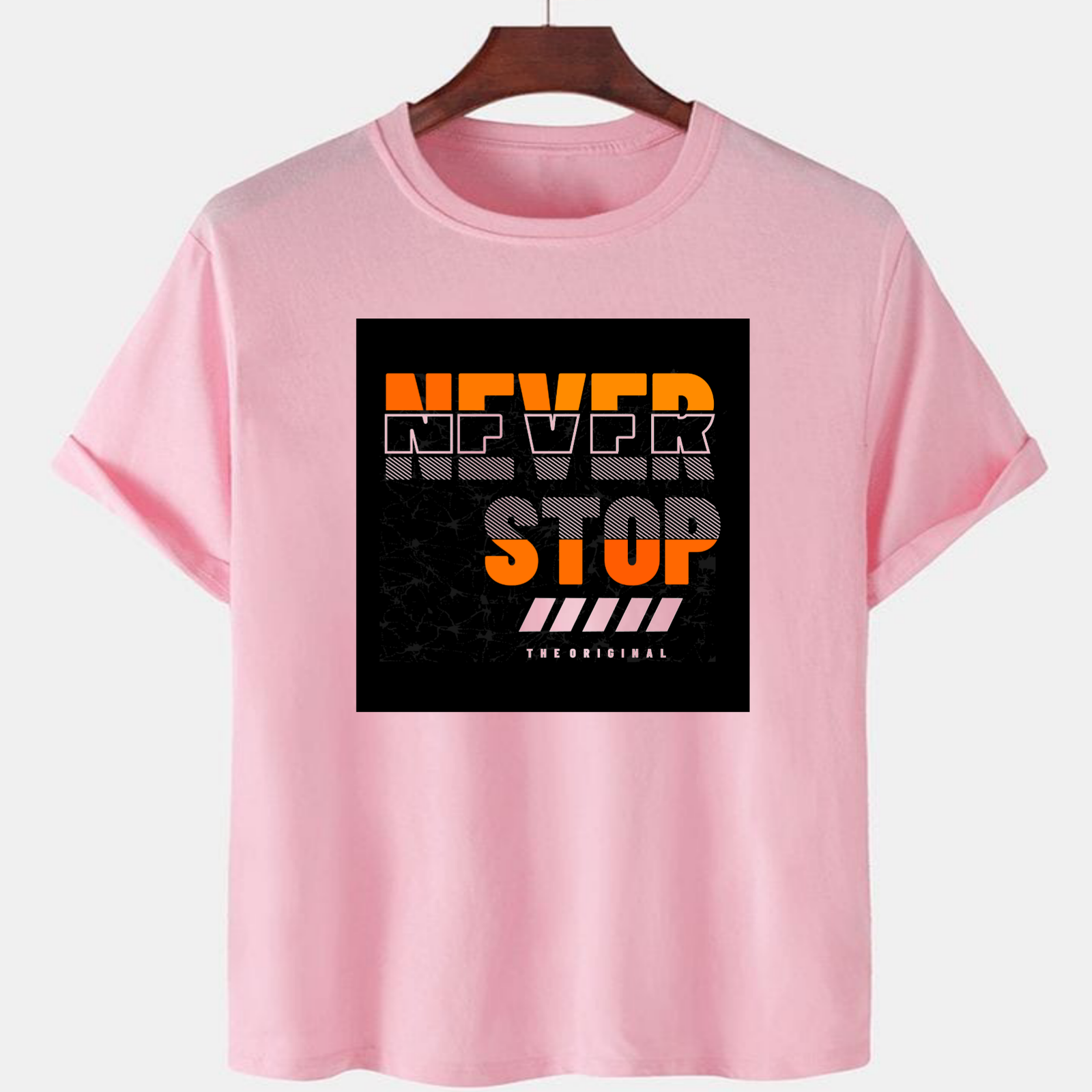 PNK-CTN-E-002.png Pink Unisex Cotton Premium Quality Designer Printed T-Shirt - Image 1