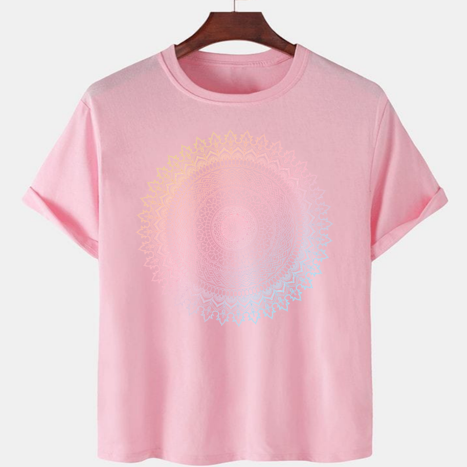 PNK-CTN-F-001.png Pink Unisex Cotton Premium Quality Designer Printed T-Shirt - Image 1