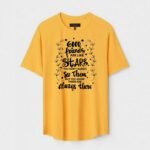 Yellow Unisex Cotton Regular Fit Printed Round Neck T-Shirt