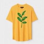 Yellow Unisex DOT KNIT Regular Fit Printed Round Neck T-Shirt