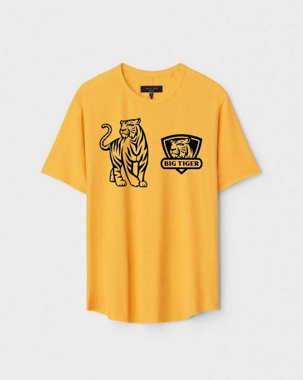 YLW-CTN-B-008.jpg Yellow Unisex Polyster Regular Fit Printed Round Neck T-Shirt - Image 1