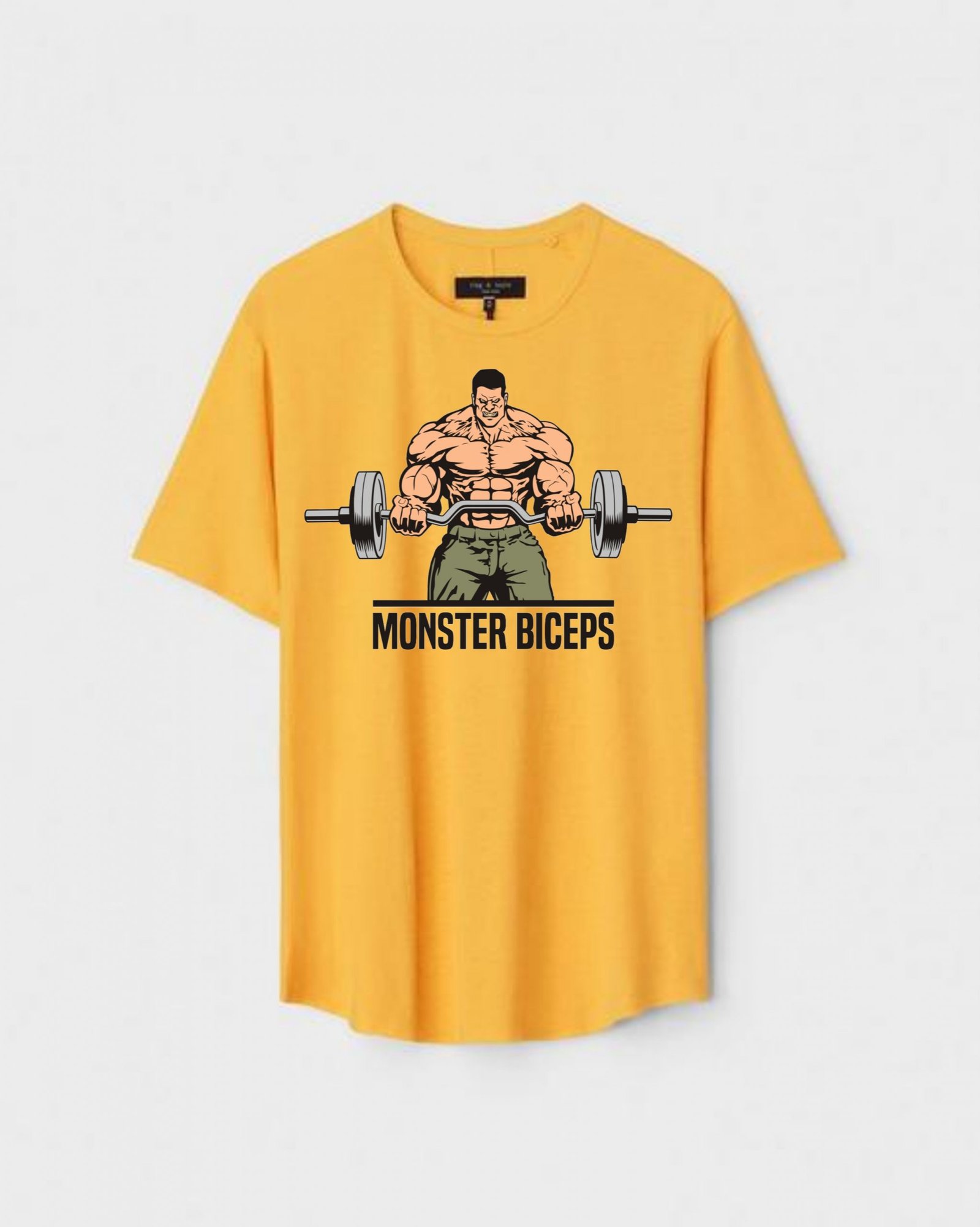 YLW-CTN-C-003-scaled-1.jpg Yellow Unisex Cotton Regular Fit Printed Round Neck T-Shirt - Image 1