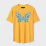 Yellow Unisex DOT KNIT Regular Fit Printed Round Neck T-Shirt