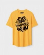Yellow Unisex Cotton Regular Fit Printed Round Neck T-Shirt