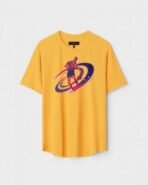 Yellow Unisex DOT KNIT Regular Fit Printed Round Neck T-Shirt