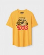 Yellow Unisex Polyster Regular Fit Printed Round Neck T-Shirt