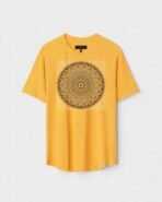 Yellow Unisex DOT KNIT Regular Fit Printed Round Neck T-Shirt