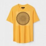 Yellow Unisex DOT KNIT Regular Fit Printed Round Neck T-Shirt