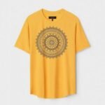 Yellow Unisex DOT KNIT Regular Fit Printed Round Neck T-Shirt