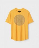 Yellow Unisex DOT KNIT Regular Fit Printed Round Neck T-Shirt
