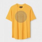 Yellow Unisex DOT KNIT Regular Fit Printed Round Neck T-Shirt