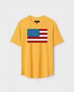 Yellow Unisex DOT KNIT Regular Fit Printed Round Neck T-Shirt