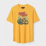 Yellow Unisex DOT KNIT Regular Fit Printed Round Neck T-Shirt