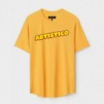 Yellow Unisex DOT KNIT Regular Fit Printed Round Neck T-Shirt