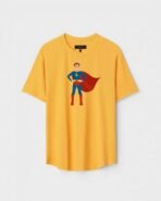 Yellow Unisex DOT KNIT Regular Fit Printed Round Neck T-Shirt
