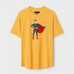 Yellow Unisex DOT KNIT Regular Fit Printed Round Neck T-Shirt