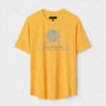 Yellow Unisex DOT KNIT Regular Fit Printed Round Neck T-Shirt
