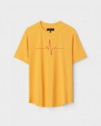Yellow Unisex DOT KNIT Regular Fit Printed Round Neck T-Shirt