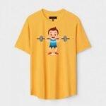 Yellow Unisex DOT KNIT Regular Fit Printed Round Neck T-Shirt
