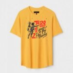 Yellow Unisex DOT KNIT Regular Fit Printed Round Neck T-Shirt