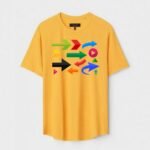 Yellow Unisex DOT KNIT Regular Fit Printed Round Neck T-Shirt
