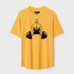 Yellow Unisex DOT KNIT Regular Fit Printed Round Neck T-Shirt