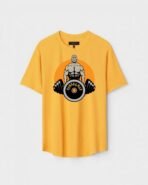 Yellow Unisex DOT KNIT Regular Fit Printed Round Neck T-Shirt
