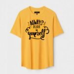 Yellow Unisex DOT KNIT Regular Fit Printed Round Neck T-Shirt