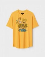 Yellow Unisex Cotton Regular Fit Printed Round Neck T-Shirt