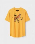 Yellow Unisex Polyster Regular Fit Printed Round Neck T-Shirt