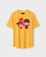 Yellow Unisex Polyster Regular Fit Printed Round Neck T-Shirt
