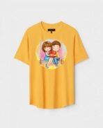 Yellow Unisex Polyster Regular Fit Printed Round Neck T-Shirt