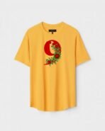 Yellow Unisex Cotton Regular Fit Printed Round Neck T-Shirt