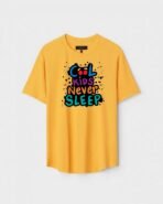 Yellow Unisex Polyster Regular Fit Printed Round Neck T-Shirt