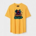 Yellow Unisex Polyster Regular Fit Printed Round Neck T-Shirt