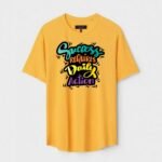 Yellow Unisex Polyster Regular Fit Printed Round Neck T-Shirt