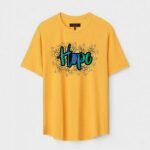Yellow Unisex DOT KNIT Regular Fit Printed Round Neck T-Shirt