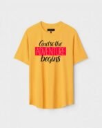 Yellow Unisex Cotton Regular Fit Printed Round Neck T-Shirt