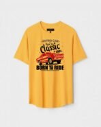 Yellow Unisex DOT KNIT Regular Fit Printed Round Neck T-Shirt