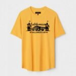 Yellow Unisex DOT KNIT Regular Fit Printed Round Neck T-Shirt