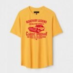 Yellow Unisex DOT KNIT Regular Fit Printed Round Neck T-Shirt