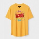 Yellow Unisex DOT KNIT Regular Fit Printed Round Neck T-Shirt