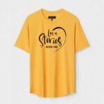 Yellow Unisex DOT KNIT Regular Fit Printed Round Neck T-Shirt