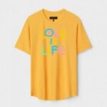 Yellow Unisex DOT KNIT Regular Fit Printed Round Neck T-Shirt