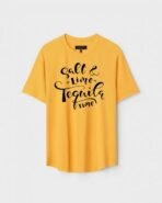 Yellow Unisex Polyster Regular Fit Printed Round Neck T-Shirt