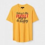 Yellow Unisex Polyster Regular Fit Printed Round Neck T-Shirt