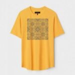Yellow Unisex DOT KNIT Regular Fit Printed Round Neck T-Shirt